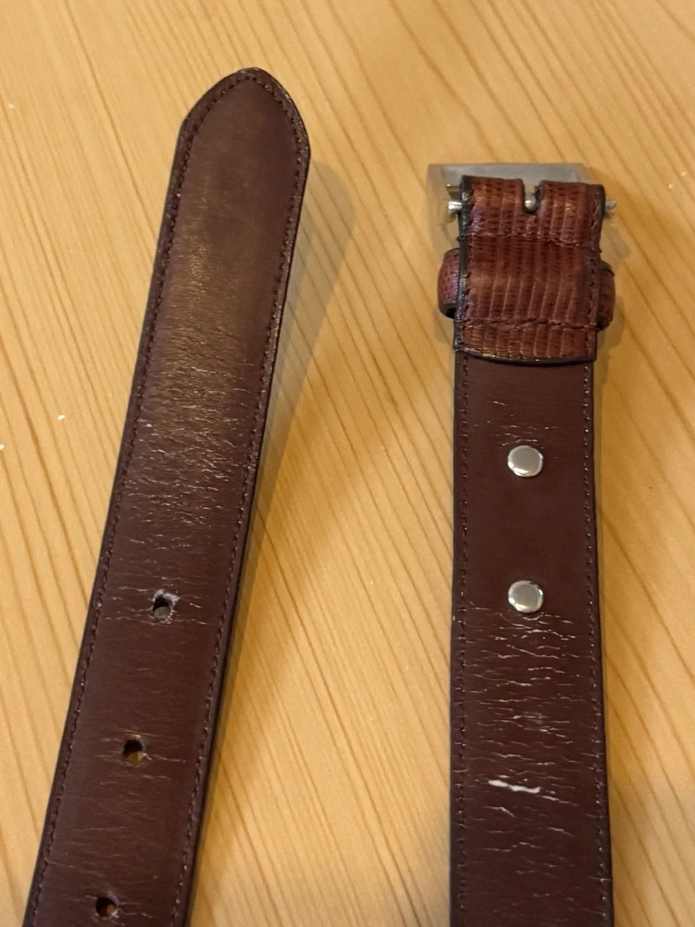 Vintage Ralph Lauren Lizard Embossed Leather Belt Silver Buckle M 30